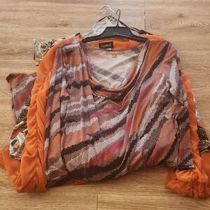 Ashro Vibrant Striped Top in Orange and Brown